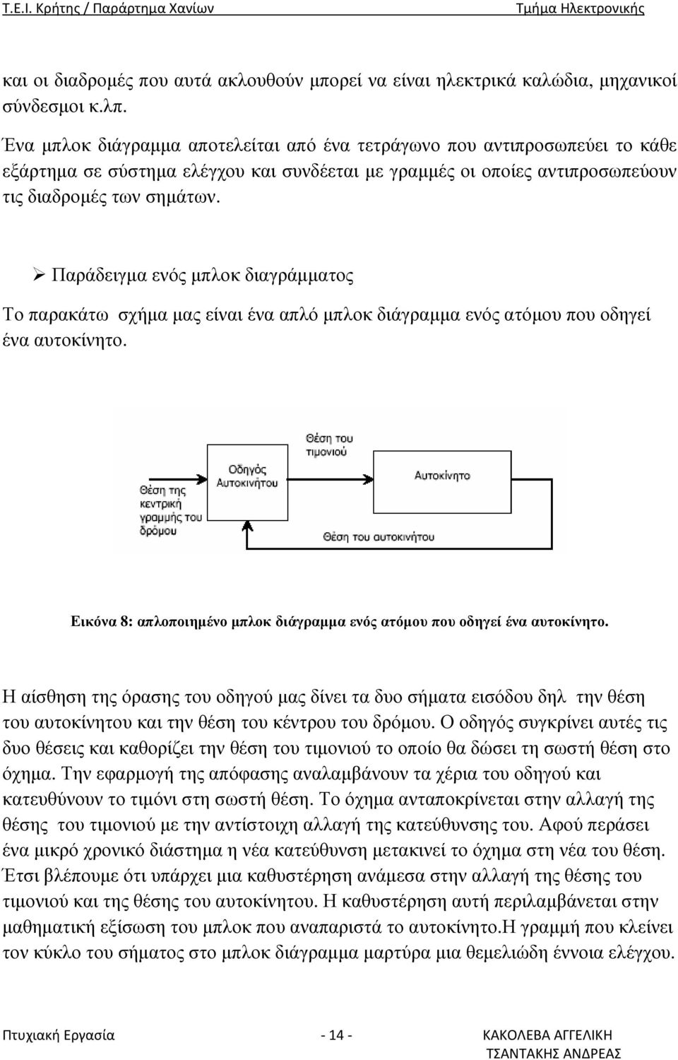 Παράδειγµα ενός µπλοκ διαγράµµατος Το παρακάτω σχήµα µας είναι ένα απλό µπλοκ διάγραµµα ενός ατόµου που οδηγεί ένα αυτοκίνητο.