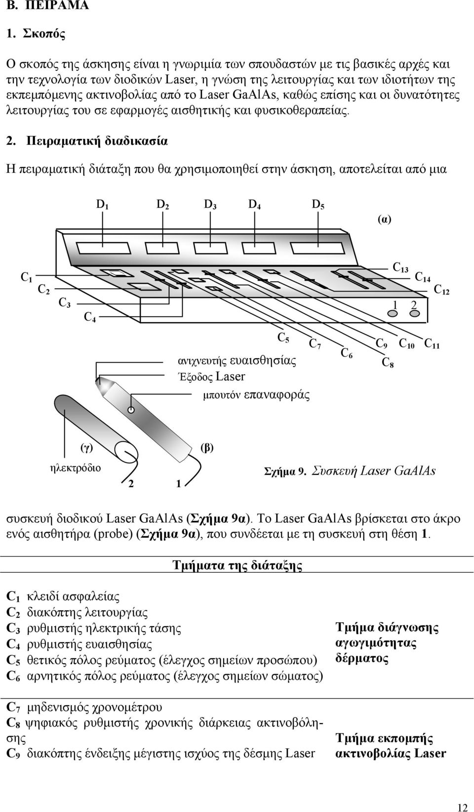 Laser GaAlAs, καθώς επίσης και οι δυνατότητες λειτουργίας του σε εφαρµογές αισθητικής και φυσικοθεραπείας. 2.