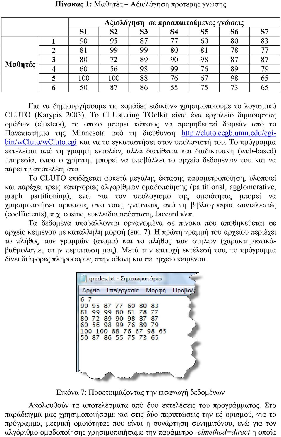 Το CLUstering TOolkit είναι ένα εργαλείο δηµιουργίας οµάδων (clusters), το οποίο µπορεί κάποιος να προµηθευτεί δωρεάν από το Πανεπιστήµιο της Minnesota από τη διεύθυνση http://cluto.ccgb.umn.