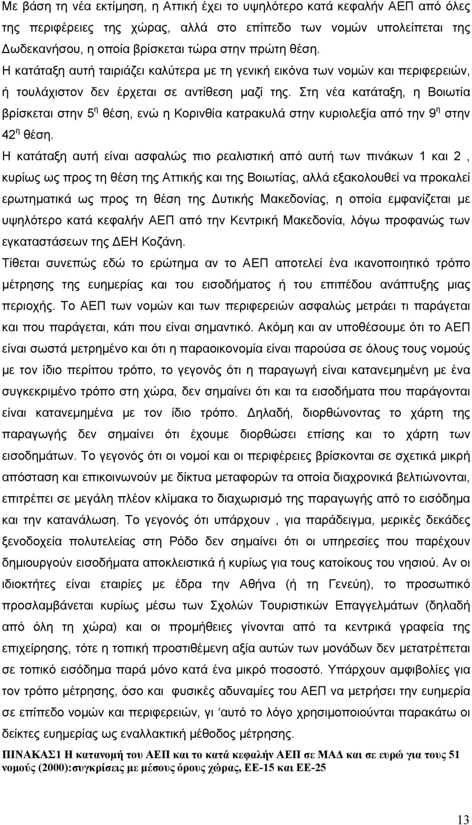 Στη νέα κατάταξη, η Βοιωτία βρίσκεται στην 5 η θέση, ενώ η Κορινθία κατρακυλά στην κυριολεξία από την 9 η στην 42 η θέση.