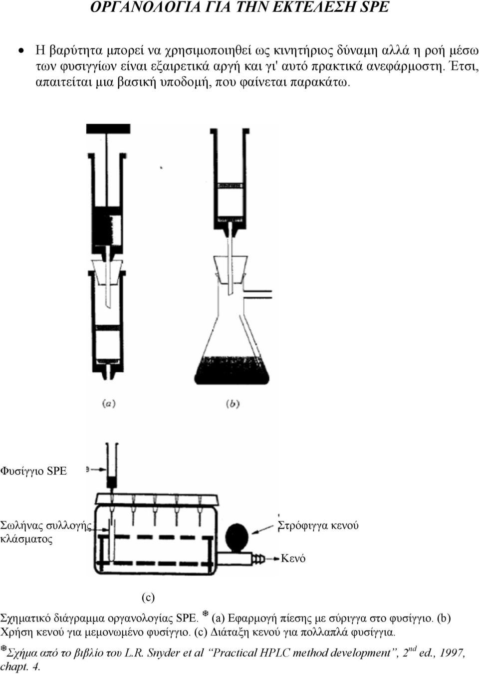 Φυσίγγιο SPE Σωλήνας συλλογής κλάσµατος Στρόφιγγα κενού Κενό (c) Σχηµατικό διάγραµµα οργανολογίας SPE.