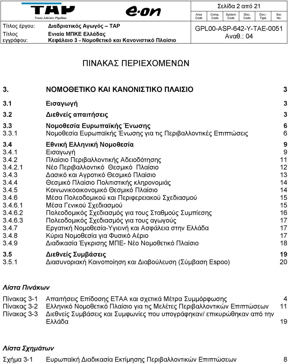 4.5 Κοινωνικοοικονομικό Θεσμικό Πλαίσιο 14 3.4.6 Μέσα Πολεοδομικού και Περιφερειακού Σχεδιασμού 15 3.4.6.1 Μέσα Γενικού Σχεδιασμού 15 3.4.6.2 Πολεοδομικός Σχεδιασμός για τους Σταθμούς Συμπίεσης 16 3.