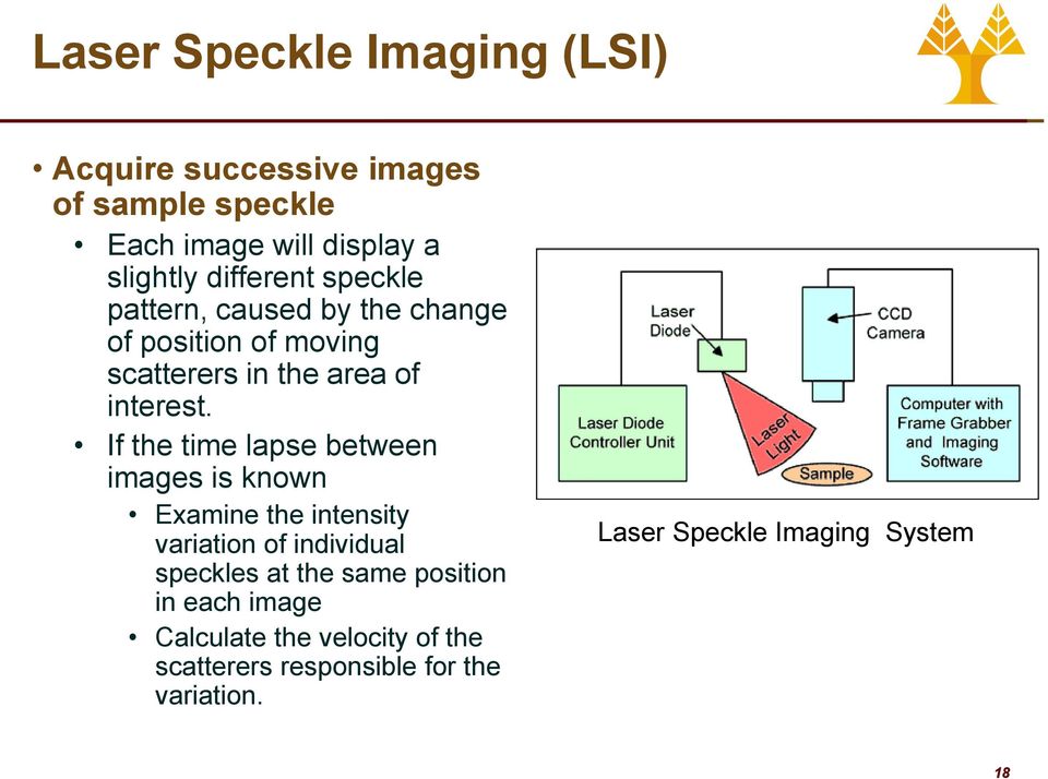 If the time lapse between images is known Examine the intensity variation of individual speckles at the same