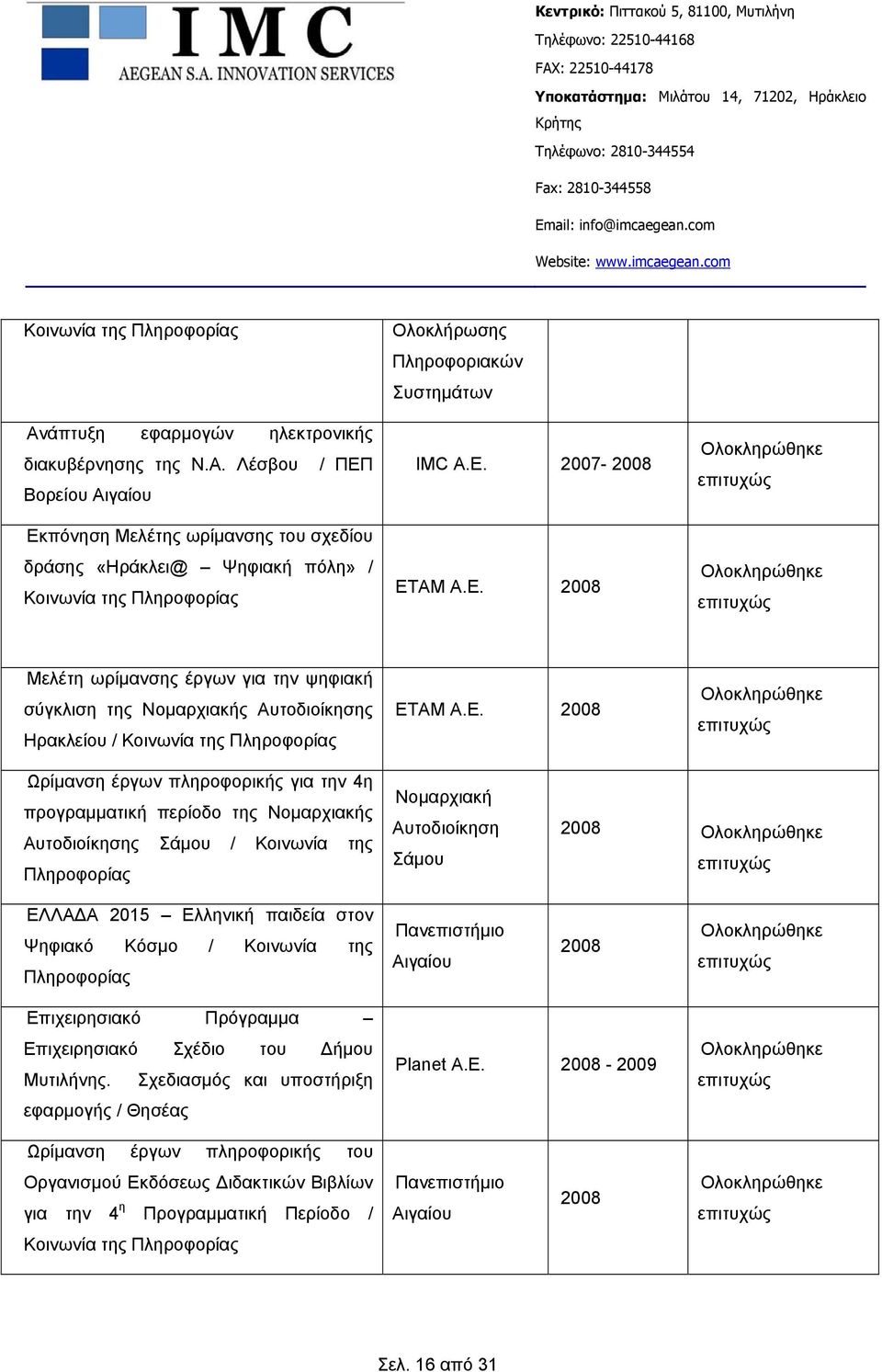 προγραμματική περίοδο της Νομαρχιακής Αυτοδιοίκησης Σάμου / Κοινωνία της Πληροφορίας Νομαρχιακή Αυτοδιοίκηση Σάμου 2008 EΛΛΑ Α 2015 Ελληνική παιδεία στον Ψηφιακό Κόσμο / Κοινωνία της Πληροφορίας