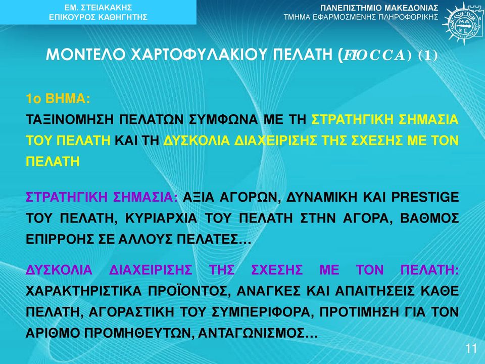 ΤΟΥ ΠΕΛΑΤΗ ΣΤΗΝ ΑΓΟΡΑ, ΒΑΘΜΟΣ ΕΠΙΡΡΟΗΣ ΣΕ ΑΛΛΟΥΣ ΠΕΛΑΤΕΣ ΔΥΣΚΟΛΙΑ ΔΙΑΧΕΙΡΙΣΗΣ ΤΗΣ ΣΧΕΣΗΣ ΜΕ ΤΟΝ ΠΕΛΑΤΗ: ΧΑΡΑΚΤΗΡΙΣΤΙΚΑ