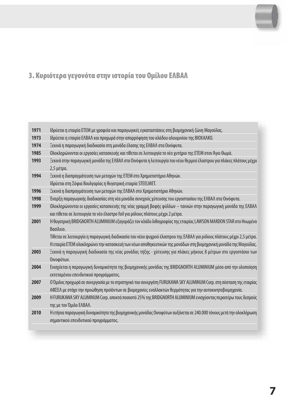 1985 Ολοκληρώνονται οι εργασίες κατασκευής και τίθεται σε λειτουργία το νέο χυτήριο της ΕΤΕΜ στον Άγιο Θωμά.