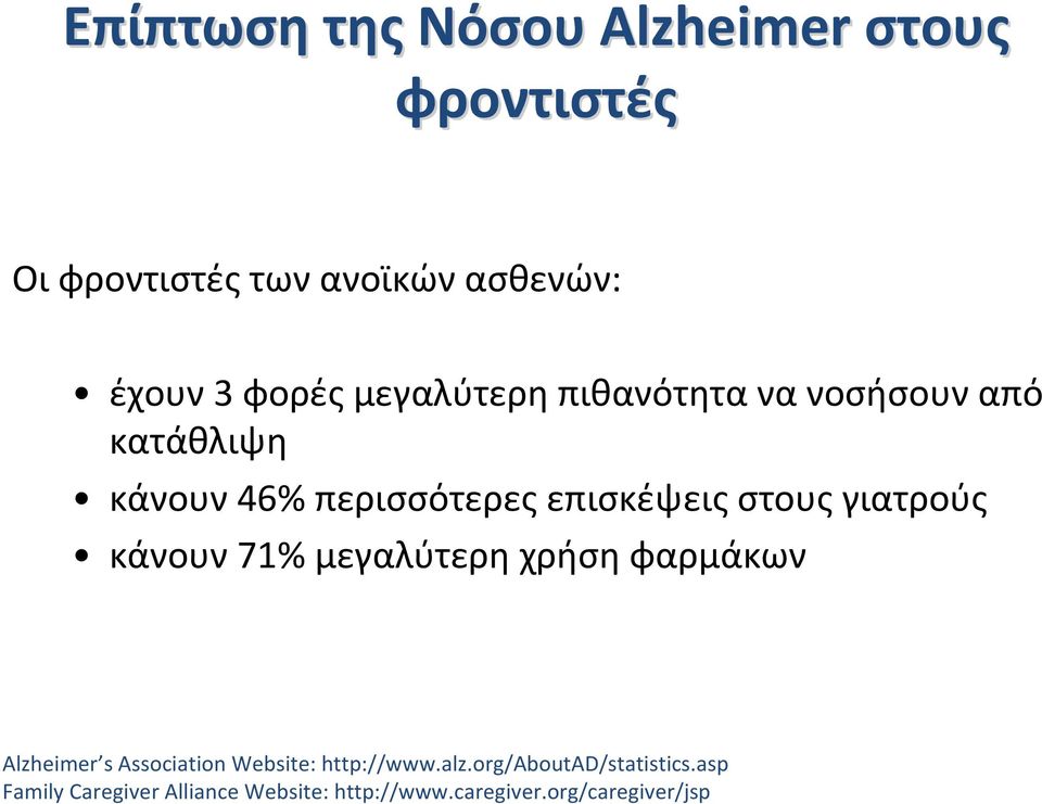 γιατρούς κάνουν 71% μεγαλύτερη χρήση φαρμάκων Alzheimer s Association Website: http://www.alz.