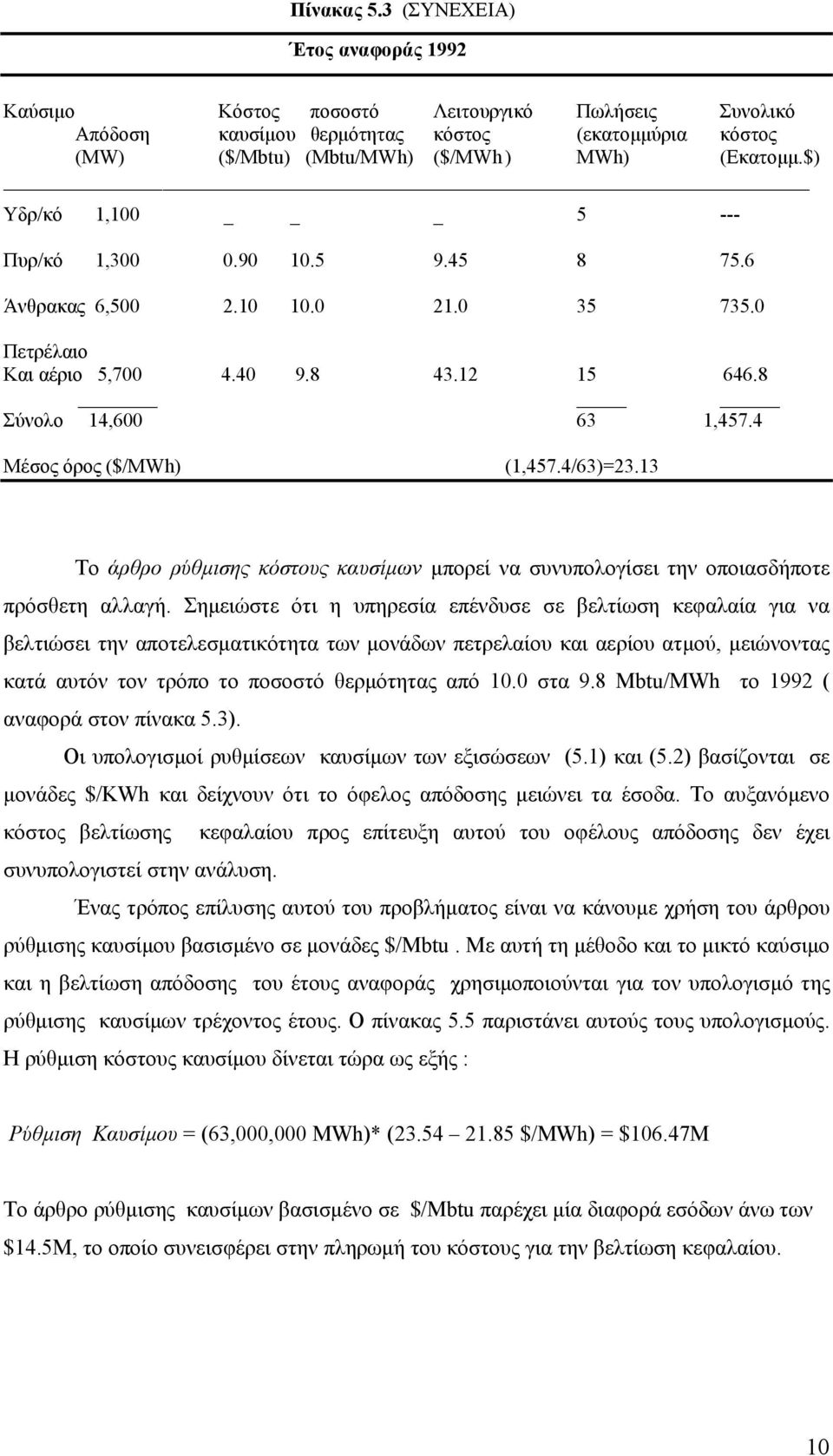 4/63)=23.13 Το άρθρο ρύθμισης κόστους καυσίμων μπορεί να συνυπολογίσει την οποιασδήποτε πρόσθετη αλλαγή.