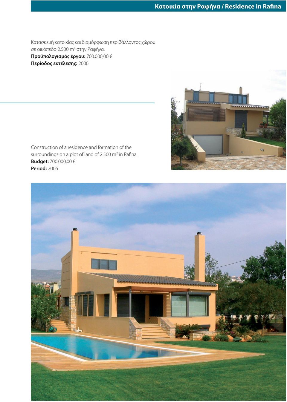 000,00 Περίοδος εκτέλεσης: 2006 Construction of a residence and formation of the