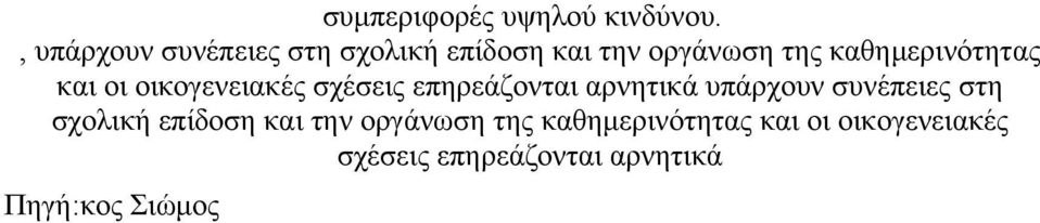 καθημερινότητας και οι οικογενειακές σχέσεις επηρεάζονται αρνητικά