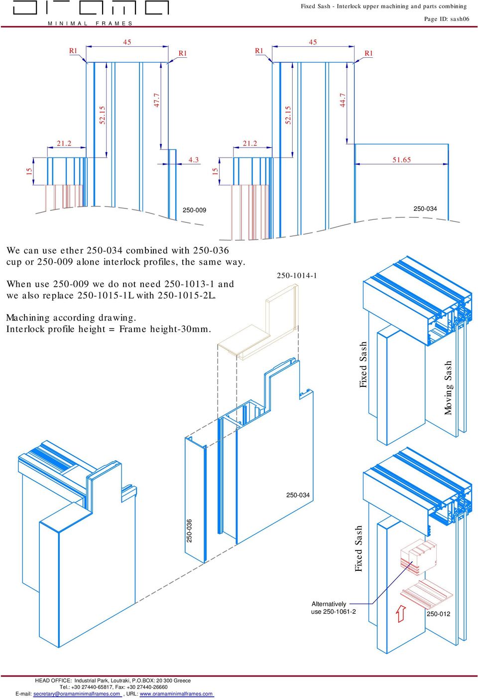 3 250-009 We can use ether 250-034 combined with 250-036 cup or 250-009 alone interlock profiles, the same way.