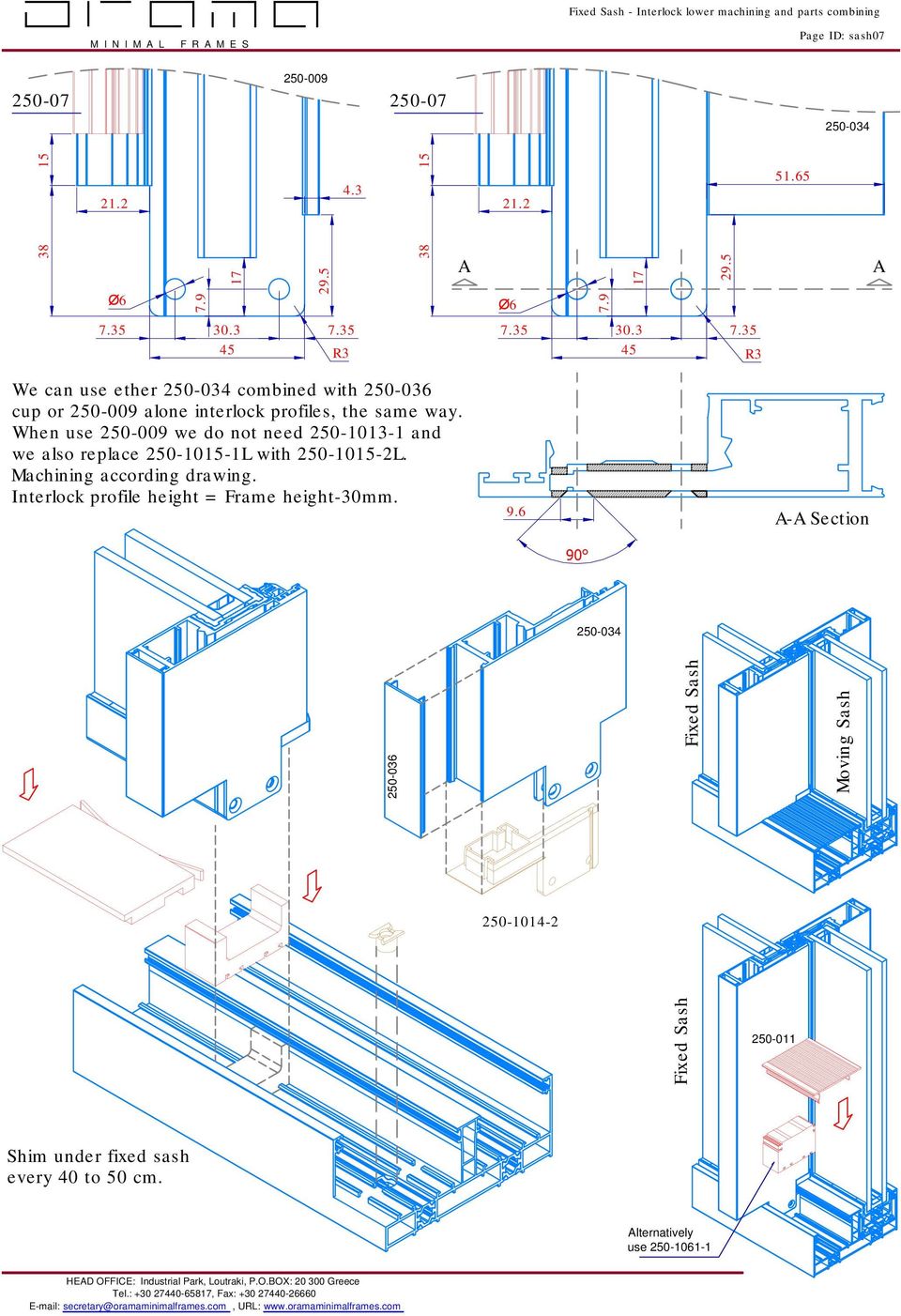 35 R3 We can use ether 250-034 combined with 250-036 cup or 250-009 alone interlock profiles, the same way.