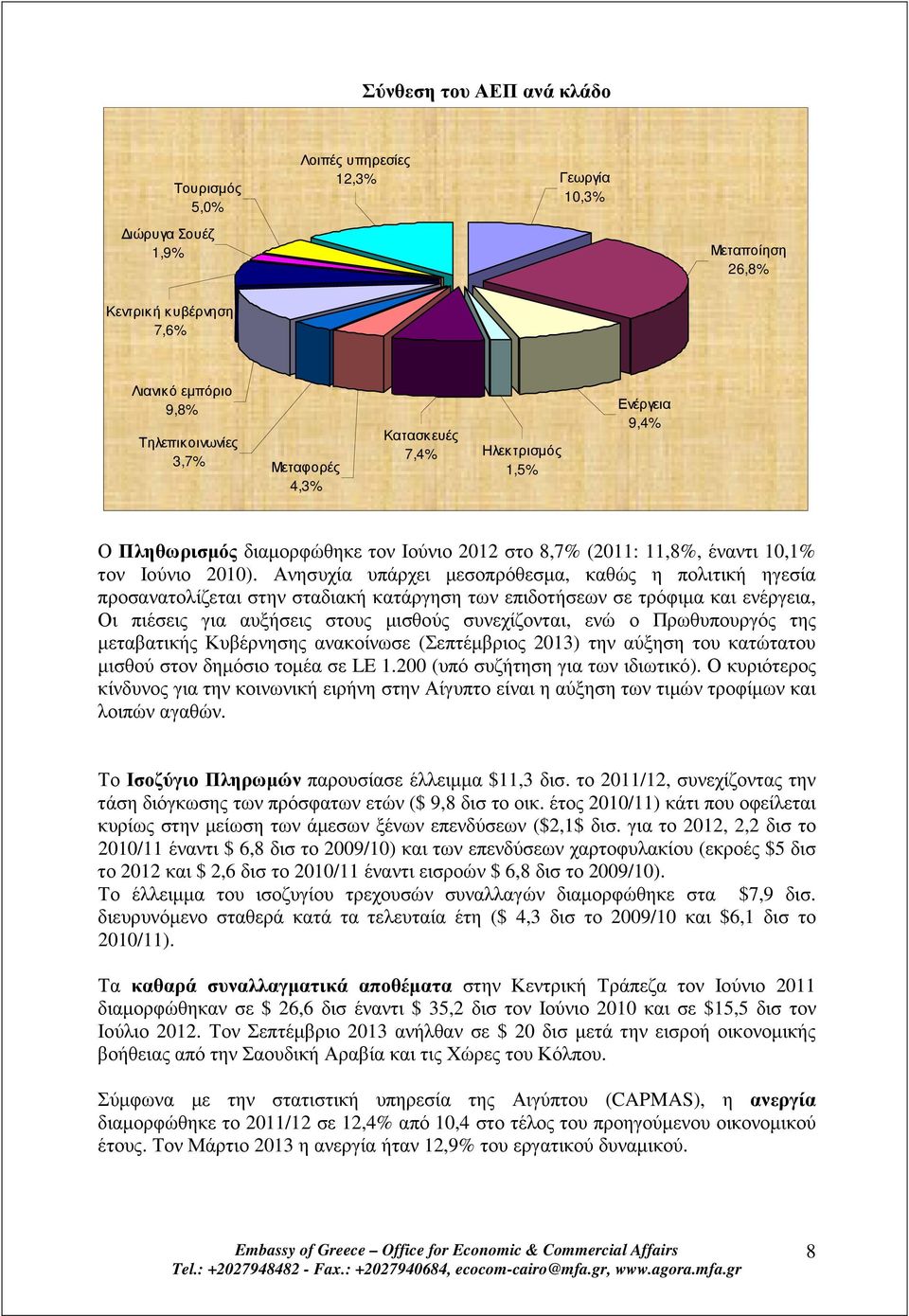 Ανησυχία υπάρχει µεσοπρόθεσµα, καθώς η πολιτική ηγεσία προσανατολίζεται στην σταδιακή κατάργηση των επιδοτήσεων σε τρόφιµα και ενέργεια, Οι πιέσεις για αυξήσεις στους µισθούς συνεχίζονται, ενώ ο