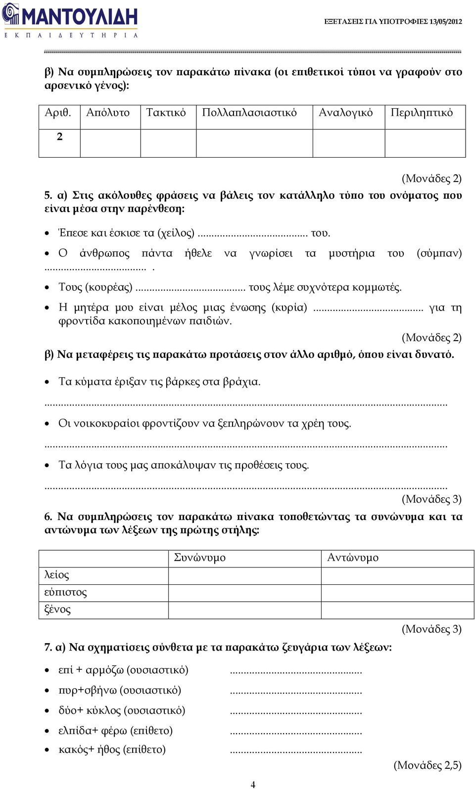 Τους (κουρέας)... τους λέμε συχνότερα κομμωτές. Η μητέρα μου είναι μέλος μιας ένωσης (κυρία)... για τη φροντίδα κακοποιημένων παιδιών.