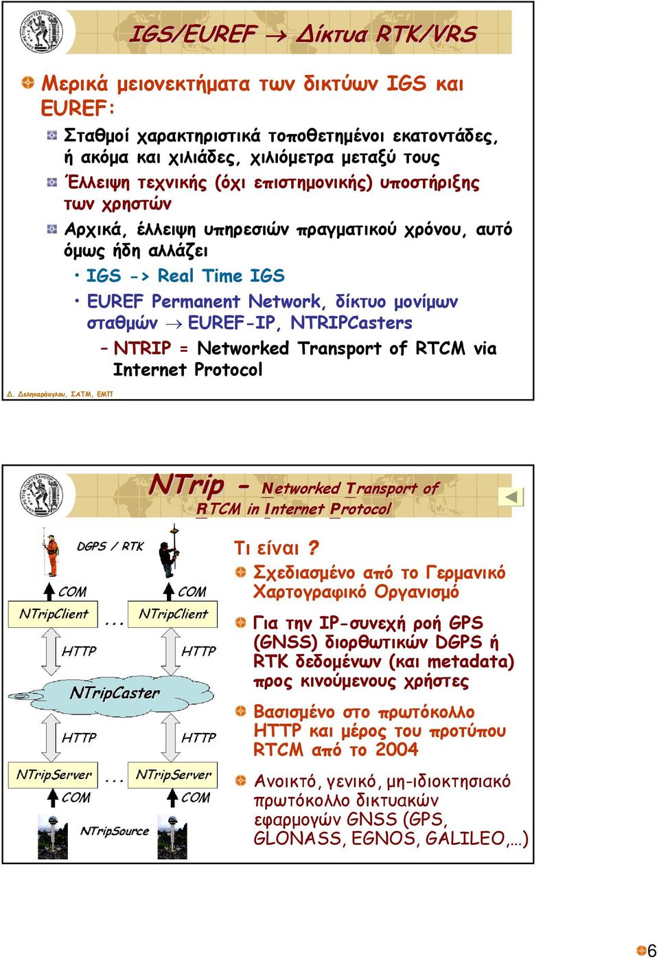 NTRIP = Networked Transport of RTCM via Internet Protocol NTrip - Networked etworked Transport of RTCM in Internet Protocol Τι είναι?