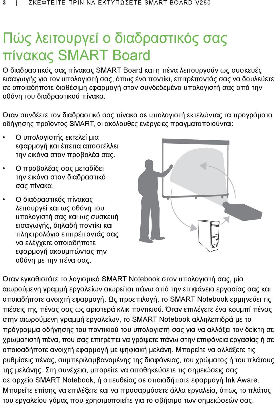 Όταν συνδέετε τον διαδραστικό σας πίνακα σε υπολογιστή εκτελώντας τα προγράματα οδήγησης προϊόντος SMART, οι ακόλουθες ενέργειες πραγματοποιούνται: Ο υπολογιστής εκτελεί μια εφαρμογή και έπειτα