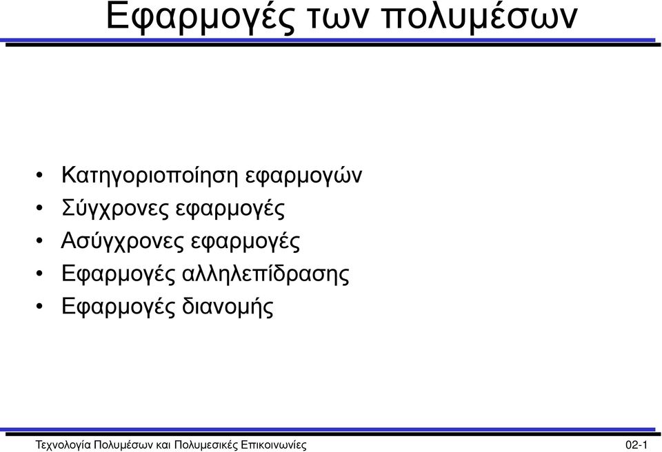 εφαρμογές Εφαρμογές αλληλεπίδρασης Εφαρμογές