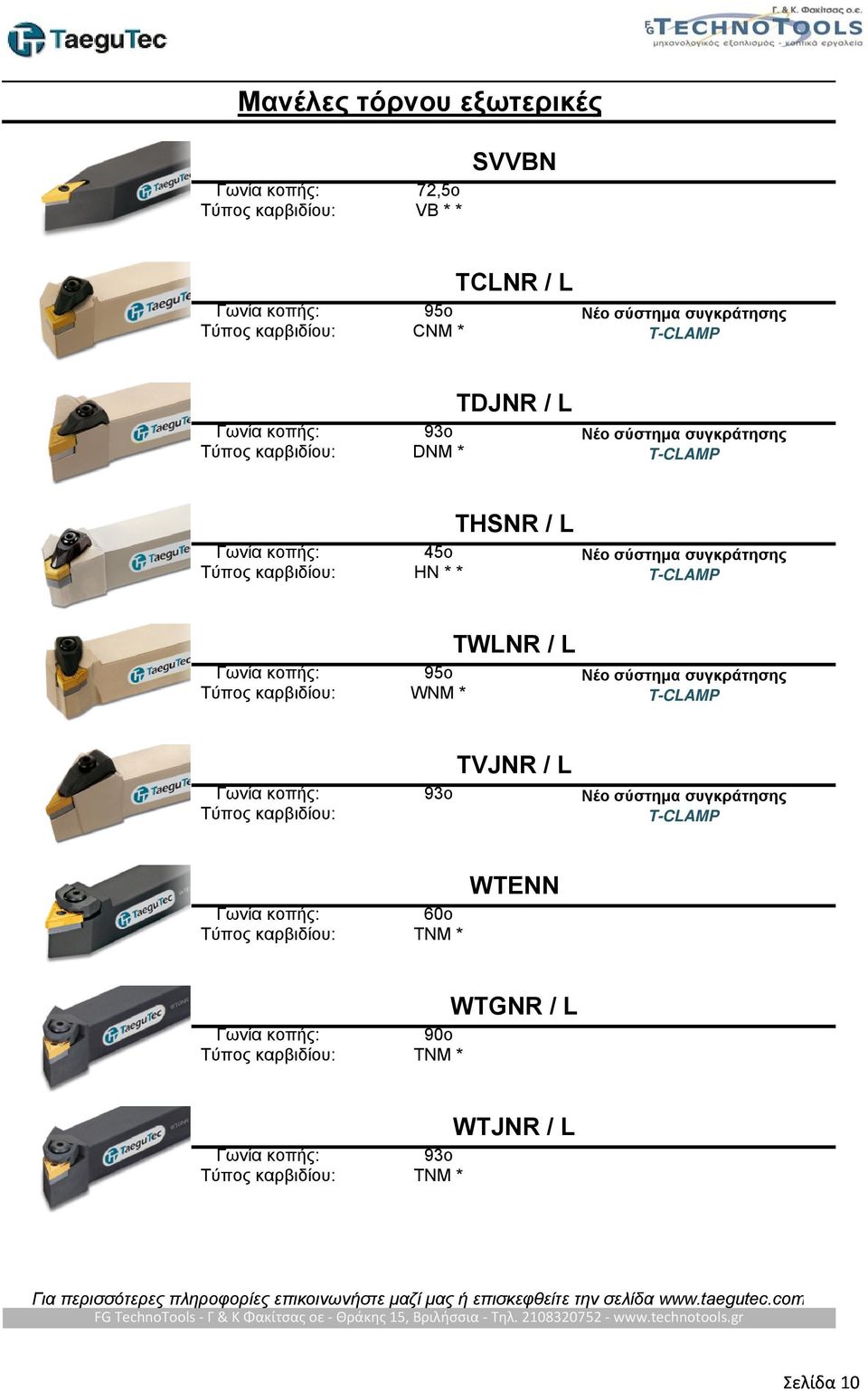 καρβιδίου: HN * * T-CLAMP TWLNR / L 95o Νέο σύστημα συγκράτησης Τύπος καρβιδίου: WNM * T-CLAMP TVJNR / L 93o Νέο σύστημα