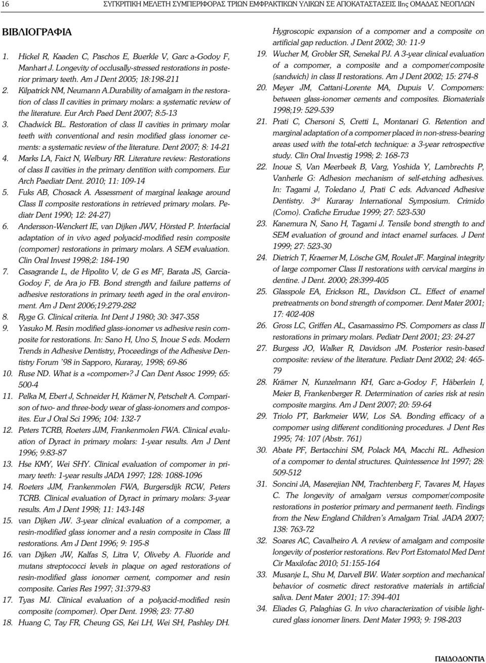 Durability of amalgam in the restoration of class II cavities in primary molars: a systematic review of the literature. Eur Arch Paed Dent 2007; 8:5-13 3. Chadwick BL.