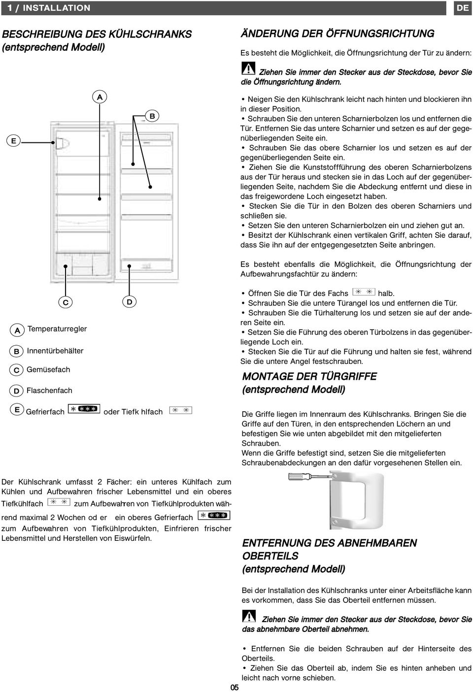 Schrauben Sie den unteren Scharnierbolzen los und entfernen die Tür. Entfernen Sie das untere Scharnier und setzen es auf der gegenüberliegenden Seite ein.