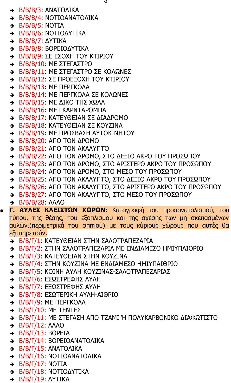 ΚΑΤΕΥΘΕΙΑΝ ΣΕ ΚΟΥΖΙΝΑ Β/Β/Β/19: ΜΕ ΠΡΟΣΒΑΣΗ ΑΥΤΟΚΙΝΗΤΟΥ Β/Β/Β/20: ΑΠΟ ΤΟΝ ΔΡΟΜΟ Β/Β/Β/21: ΑΠΟ ΤΟΝ ΑΚΑΛΥΠΤΟ Β/Β/Β/22: ΑΠΟ ΤΟΝ ΔΡΟΜΟ, ΣΤΟ ΔΕΞΙΟ ΑΚΡΟ ΤΟΥ ΠΡΟΣΩΠΟΥ Β/Β/Β/23: ΑΠΟ ΤΟΝ ΔΡΟΜΟ, ΣΤΟ ΑΡΙΣΤΕΡΟ