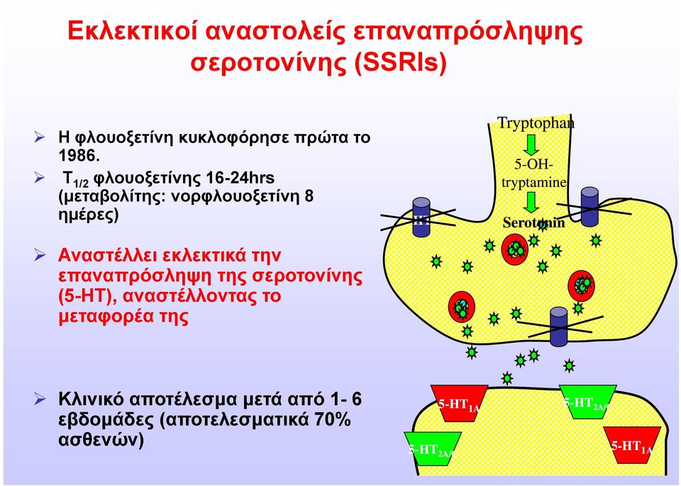 επαναπρόσληψη της σεροτονίνης (5-ΗΤ), αναστέλλοντας το μεταφορέα της 5-HTT Tryptophan 5-OH OH-