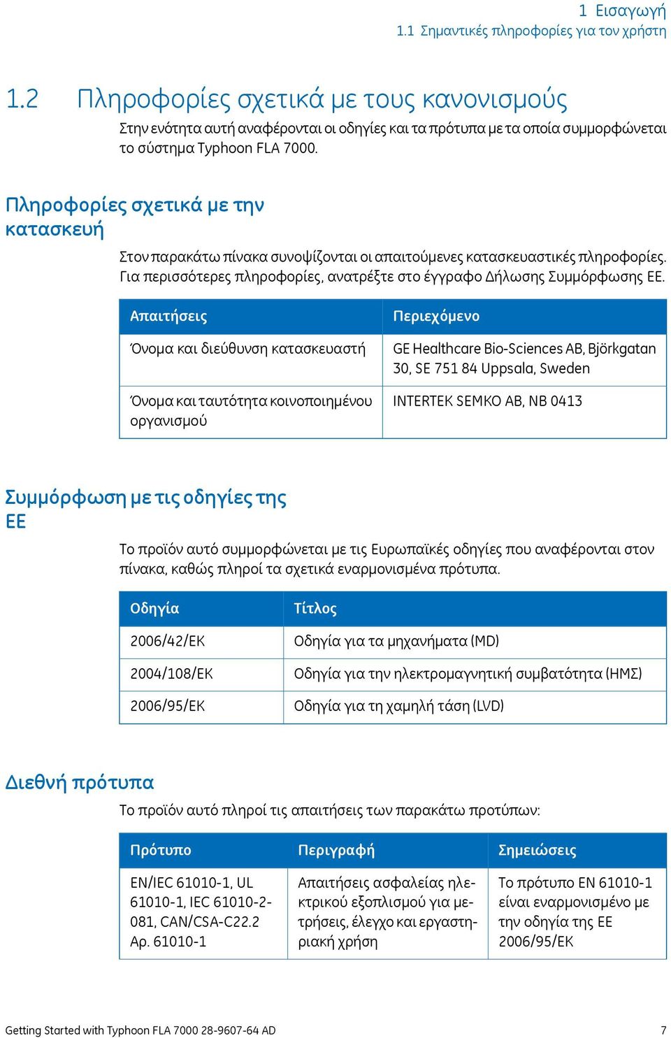 Πληροφορίες σχετικά με την κατασκευή Στον παρακάτω πίνακα συνοψίζονται οι απαιτούμενες κατασκευαστικές πληροφορίες. Για περισσότερες πληροφορίες, ανατρέξτε στο έγγραφο Δήλωσης Συμμόρφωσης ΕΕ.