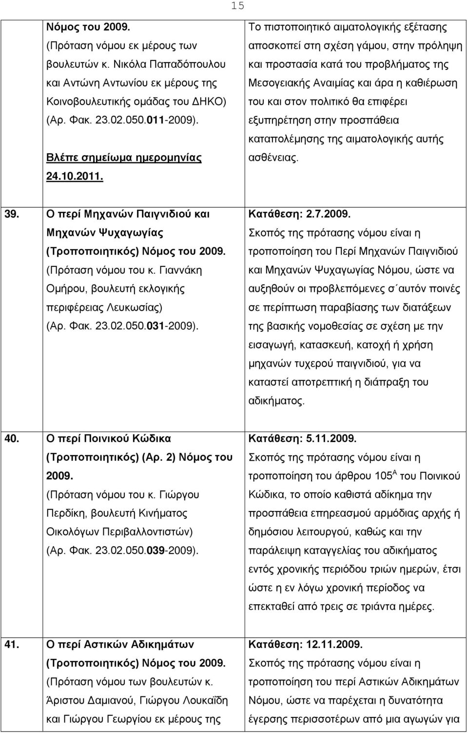 Το πιστοποιητικό αιματολογικής εξέτασης αποσκοπεί στη σχέση γάμου, στην πρόληψη και προστασία κατά του προβλήματος της Μεσογειακής Αναιμίας και άρα η καθιέρωση του και στον πολιτικό θα επιφέρει