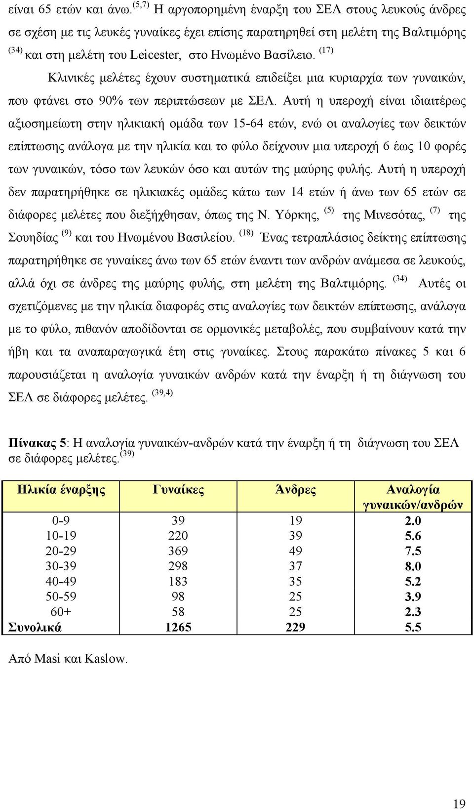 (17) Κλινικές μελέτες έχουν συστηματικά επιδείξει μια κυριαρχία των γυναικών, που φτάνει στο 90% των περιπτώσεων με ΣΕΛ.