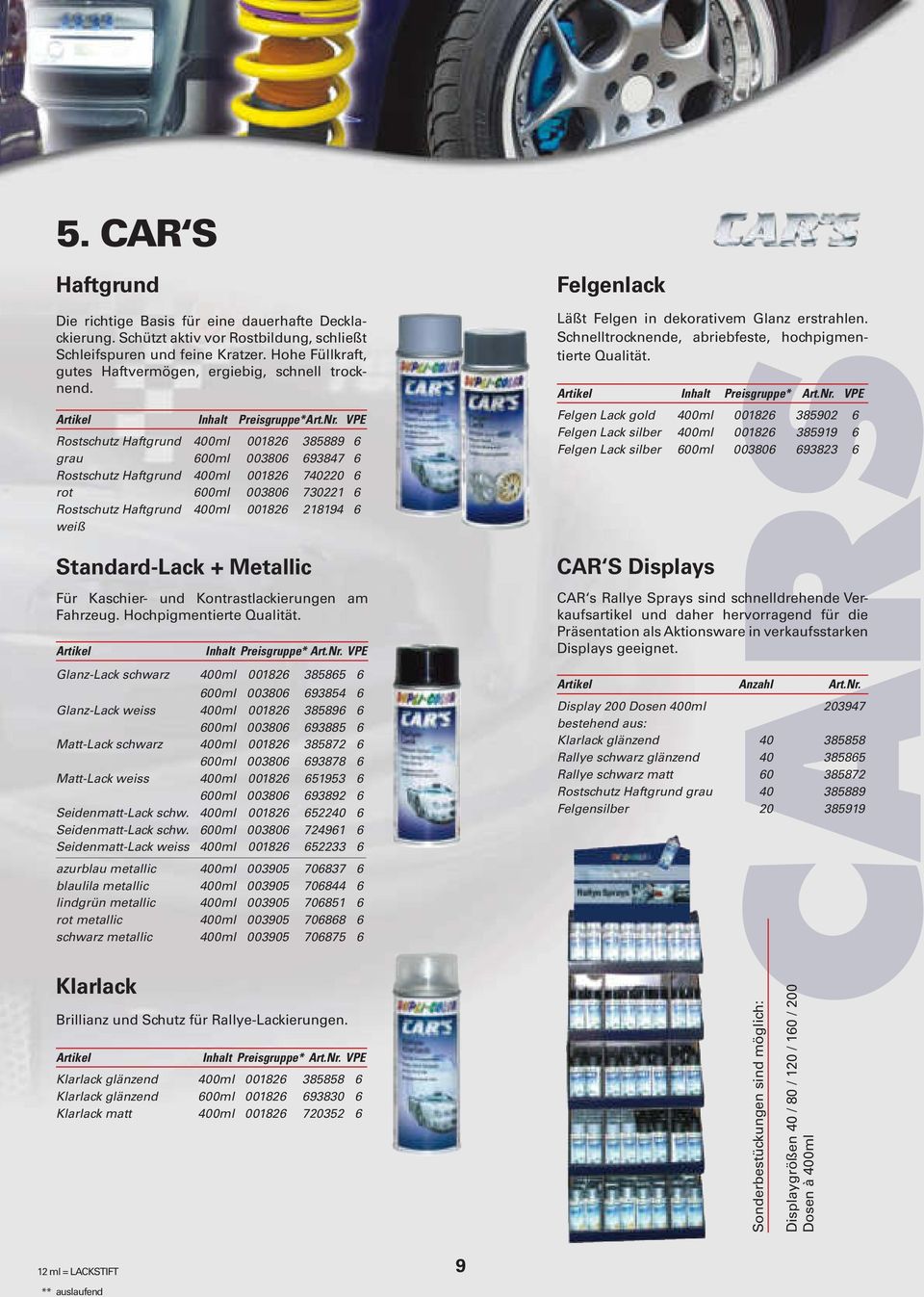 VPE Rostschutz Haftgrund 001826 385889 6 grau 600ml 003806 693847 6 Rostschutz Haftgrund 001826 740220 6 rot 600ml 003806 730221 6 Rostschutz Haftgrund 001826 218194 6 weiß Standard-Lack + Metallic