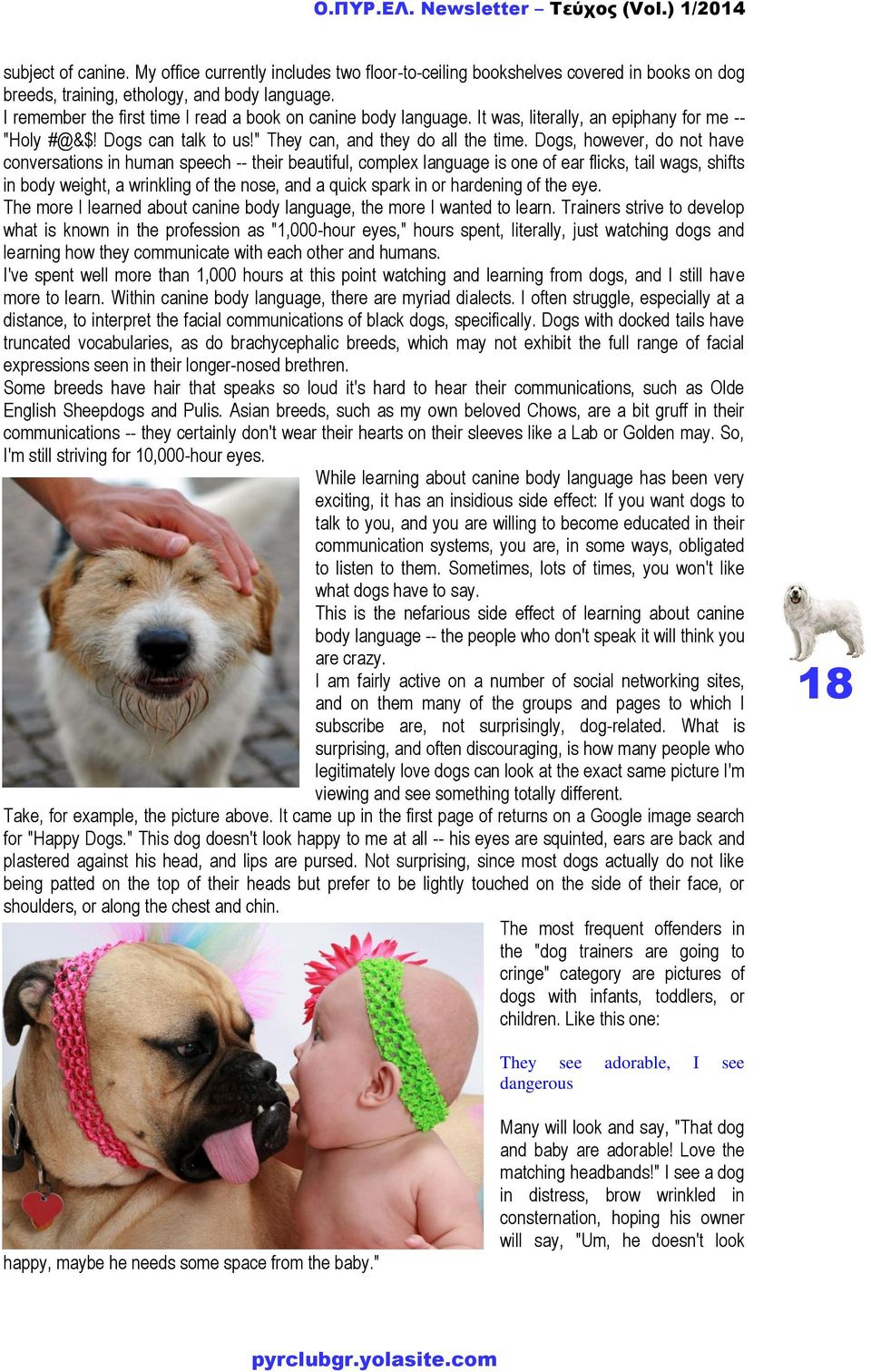 Dogs, however, do not have conversations in human speech -- their beautiful, complex language is one of ear flicks, tail wags, shifts in body weight, a wrinkling of the nose, and a quick spark in or