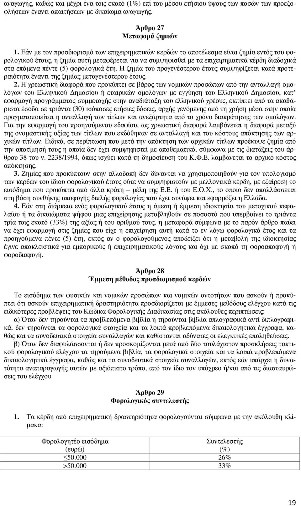 πέντε (5) φορολογικά έτη. Η ζηµία του προγενέστερου έτους συµψηφίζεται κατά προτεραιότητα έναντι της ζηµίας µεταγενέστερου έτους. 2.