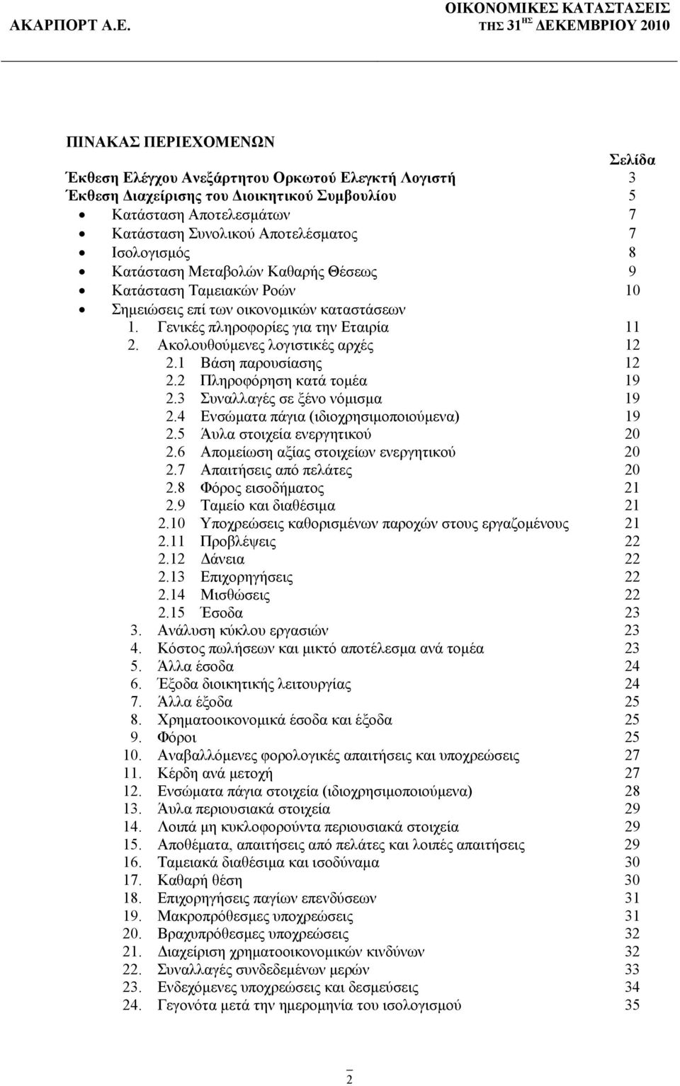 Ακολουθούμενες λογιστικές αρχές 12 2.1 Βάση παρουσίασης 12 2.2 Πληροφόρηση κατά τομέα 19 2.3 Συναλλαγές σε ξένο νόμισμα 19 2.4 Ενσώματα πάγια (ιδιοχρησιμοποιούμενα) 19 2.