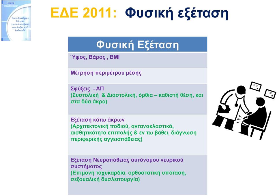 ποδιού, αντανακλαστικά, αισθητικότητα επιπολής & εν τω βάθει, διάγνωση περιφερικής αγγειοπάθειας)