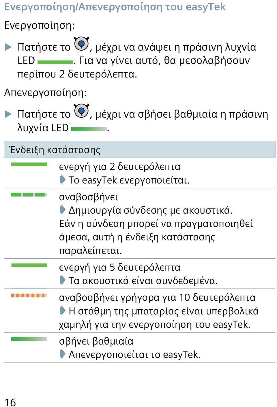 αναβοσβήνει Δημιουργία σύνδεσης με ακουστικά. Εάν η σύνδεση μπορεί να πραγματοποιηθεί άμεσα, αυτή η ένδειξη κατάστασης παραλείπεται.