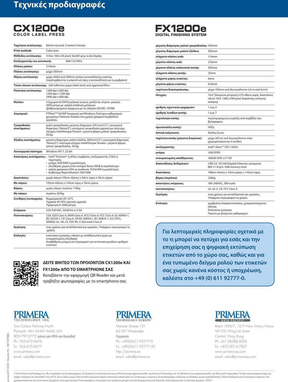 εκτύπωσης: Self-adhesive paper label stock and approved films Ποιότητα εκτύπωσης: Μελάνι: Λογισμικό: Τροφοδοσία συστήματος: Έξοδος συστήματος: Λειτουργικό σύστημα: 1200 dpi x 600 dpi 1200 dpi x 1200