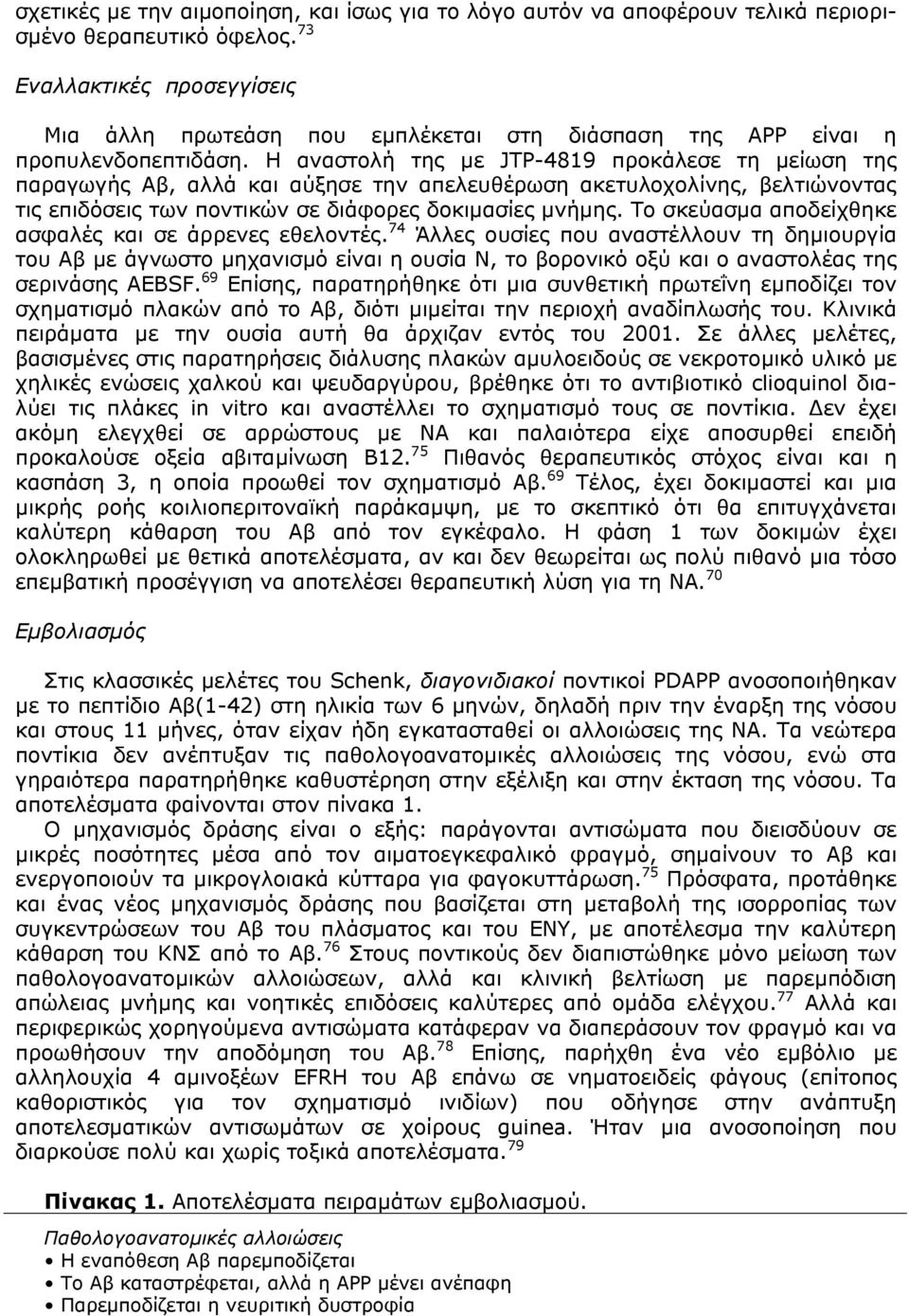 Η αναστολή της µε JTP-4819 προκάλεσε τη µείωση της παραγωγής Αβ, αλλά και αύξησε την απελευθέρωση ακετυλοχολίνης, βελτιώνοντας τις επιδόσεις των ποντικών σε διάφορες δοκιµασίες µνήµης.