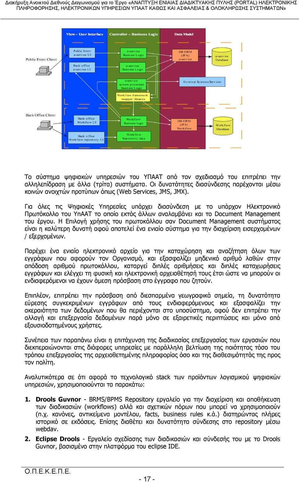 Για όλες τις Ψηφιακές Υπηρεσίες υπάρχει διασύνδεση με το υπάρχον Ηλεκτρονικό Πρωτόκολλο του ΥπΑΑΤ το οποίο εκτός άλλων αναλαμβάνει και το Document Management του έργου.