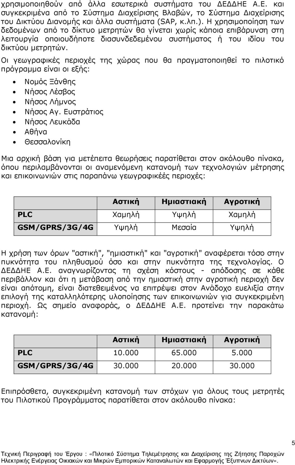 Οι γεωγραφικές περιοχές της χώρας που θα πραγµατοποιηθεί το πιλοτικό πρόγραµµα είναι οι εξής: Νοµός Ξάνθης Νήσος Λέσβος Νήσος Λήµνος Νήσος Αγ.