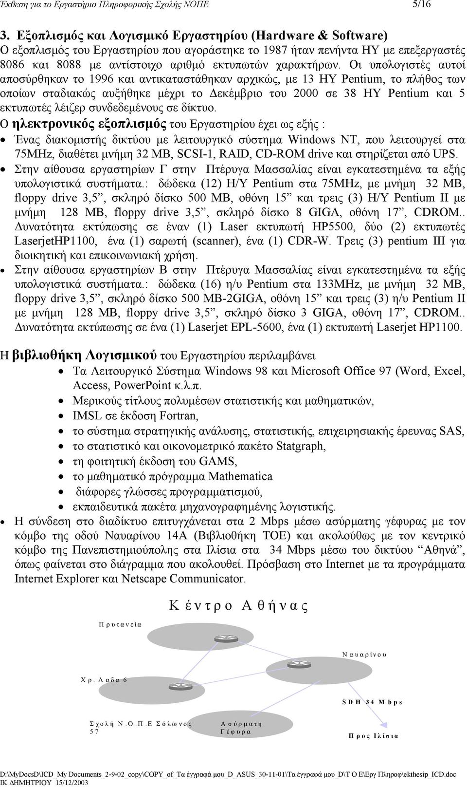 Οι υπολογιστές αυτοί αποσύρθηκαν το 1996 και αντικαταστάθηκαν αρχικώς, µε 13 ΗΥ Pentium, το πλήθος των οποίων σταδιακώς αυξήθηκε µέχρι το εκέµβριο του 2000 σε 38 ΗΥ Pentium και 5 εκτυπωτές λέιζερ