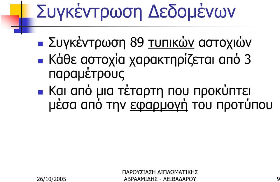 παραμέτρους Και από μια τέταρτη που προκύπτει