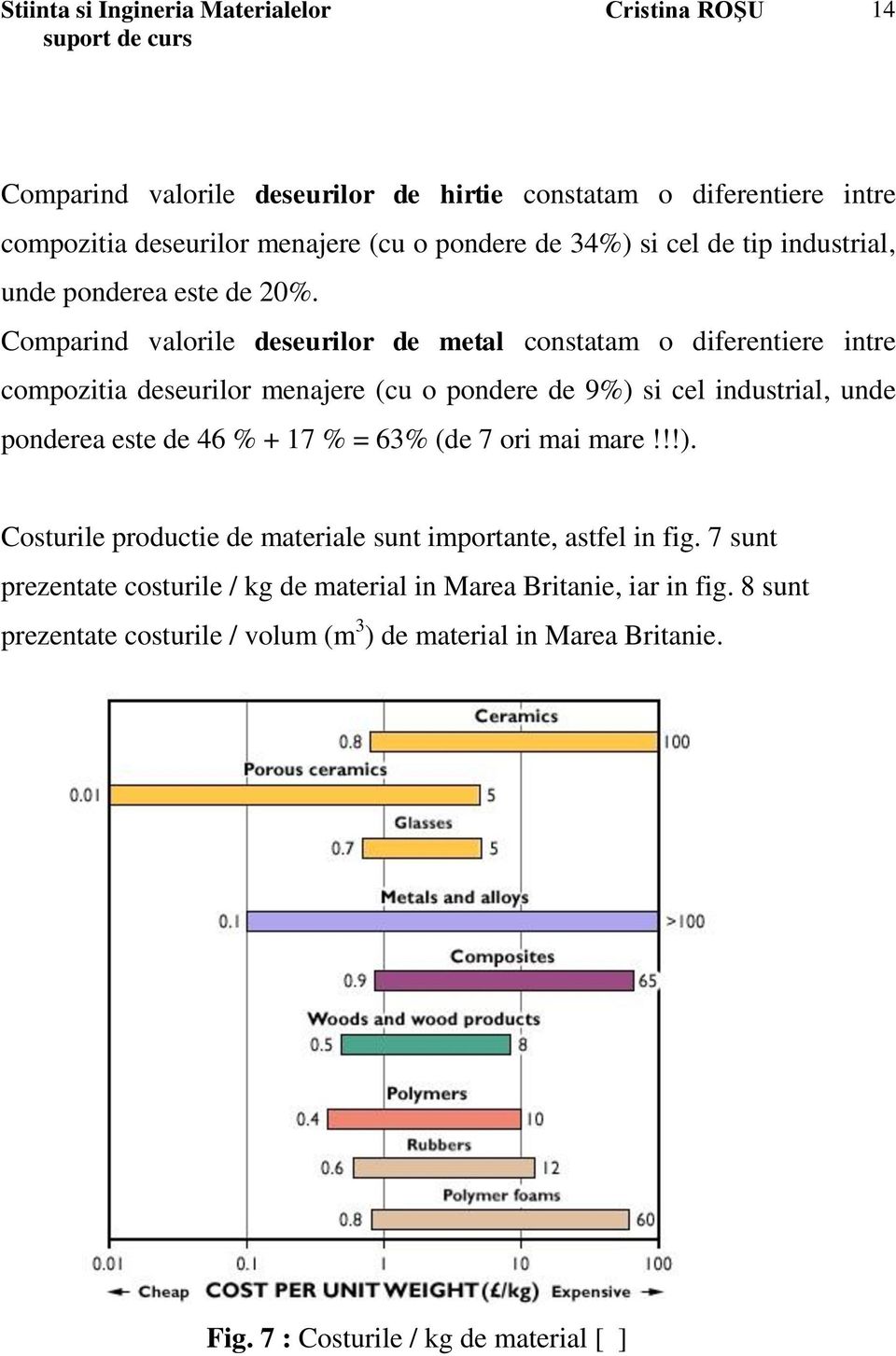 Comparind valorile deseurilor de metal constatam o diferentiere intre compozitia deseurilor menajere (cu o pondere de 9%) si cel industrial, unde ponderea este