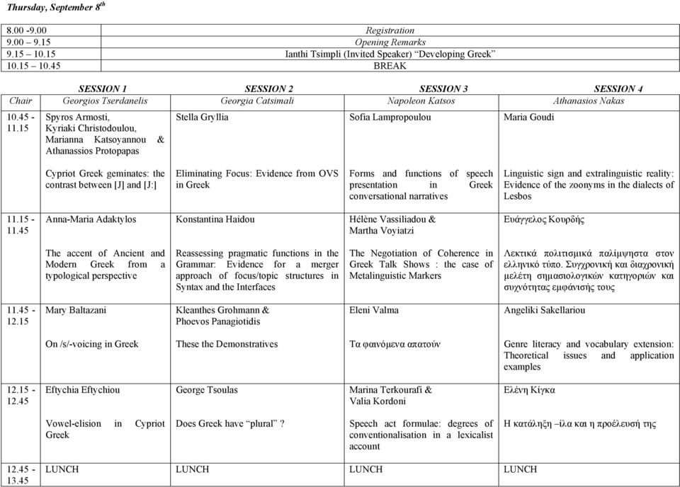 15 Spyros Armosti, Kyriaki Christodoulou, Marianna Katsoyannou & Athanassios Protopapas Stella Gryllia Sofia Lampropoulou Maria Goudi Cypriot geminates: the contrast between [J] and [J:] Eliminating