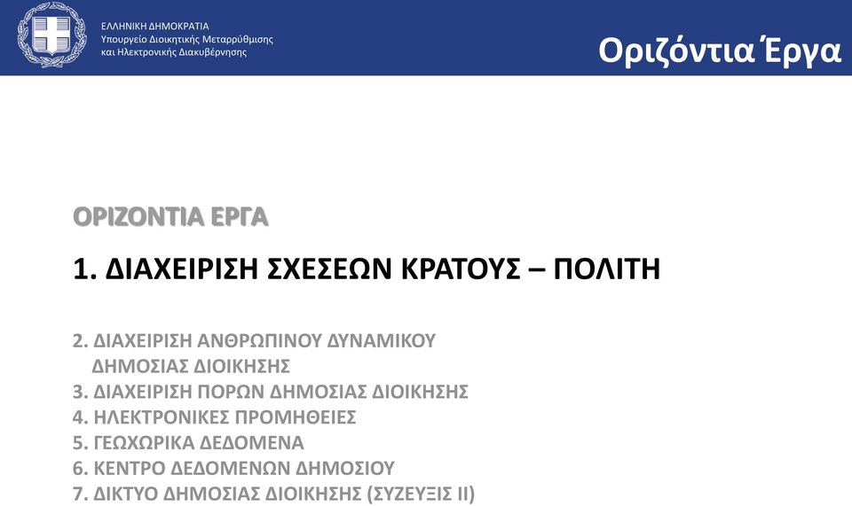 ΔΙΑΧΕΙΡΙΣΗ ΠΟΡΩΝ ΔΗΜΟΣΙΑΣ ΔΙΟΙΚΗΣΗΣ 4. ΗΛΕΚΤΡΟΝΙΚΕΣ ΠΡΟΜΗΘΕΙΕΣ 5.