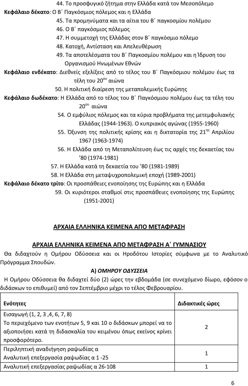 Τα αποτελέσματα του Β Παγκοσμίου πολέμου και η Ίδρυση του Οργανισμού Ηνωμένων Εθνών Κεφάλαιο ενδέκατο: Διεθνείς εξελίξεις από το τέλος του Β Παγκόσμιου πολέμου έως τα τέλη του 20 ου αιώνα 50.