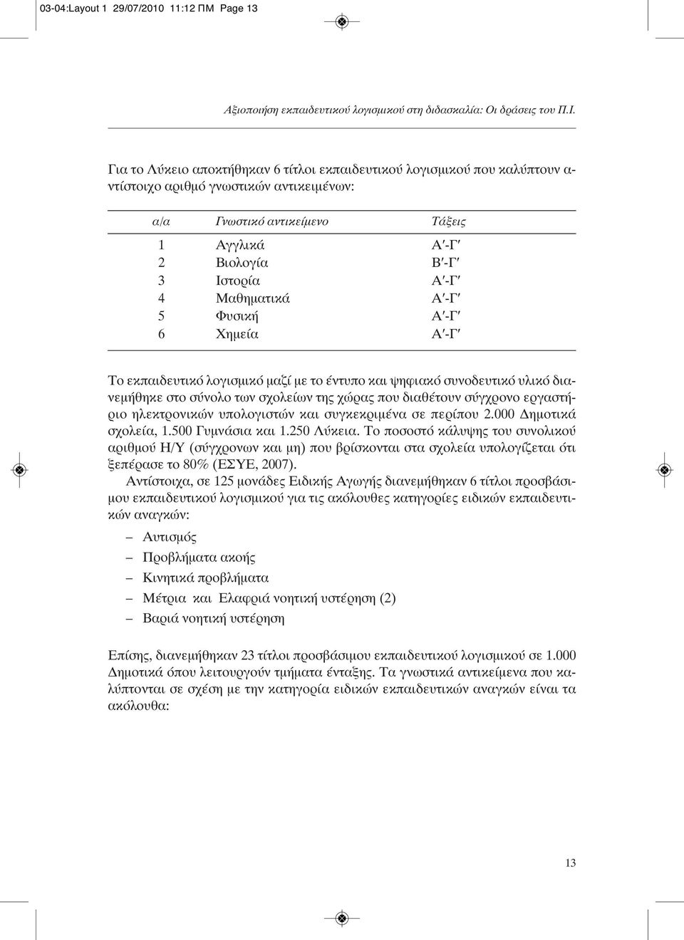 Μαθηματικά Α -Γ 5 Φυσική Α -Γ 6 Χημεία Α -Γ Το εκπαιδευτικό λογισμικό μαζί με το έντυπο και ψηφιακό συνοδευτικό υλικό διανεμήθηκε στο σύνολο των σχολείων της χώρας που διαθέτουν σύγχρονο εργαστήριο