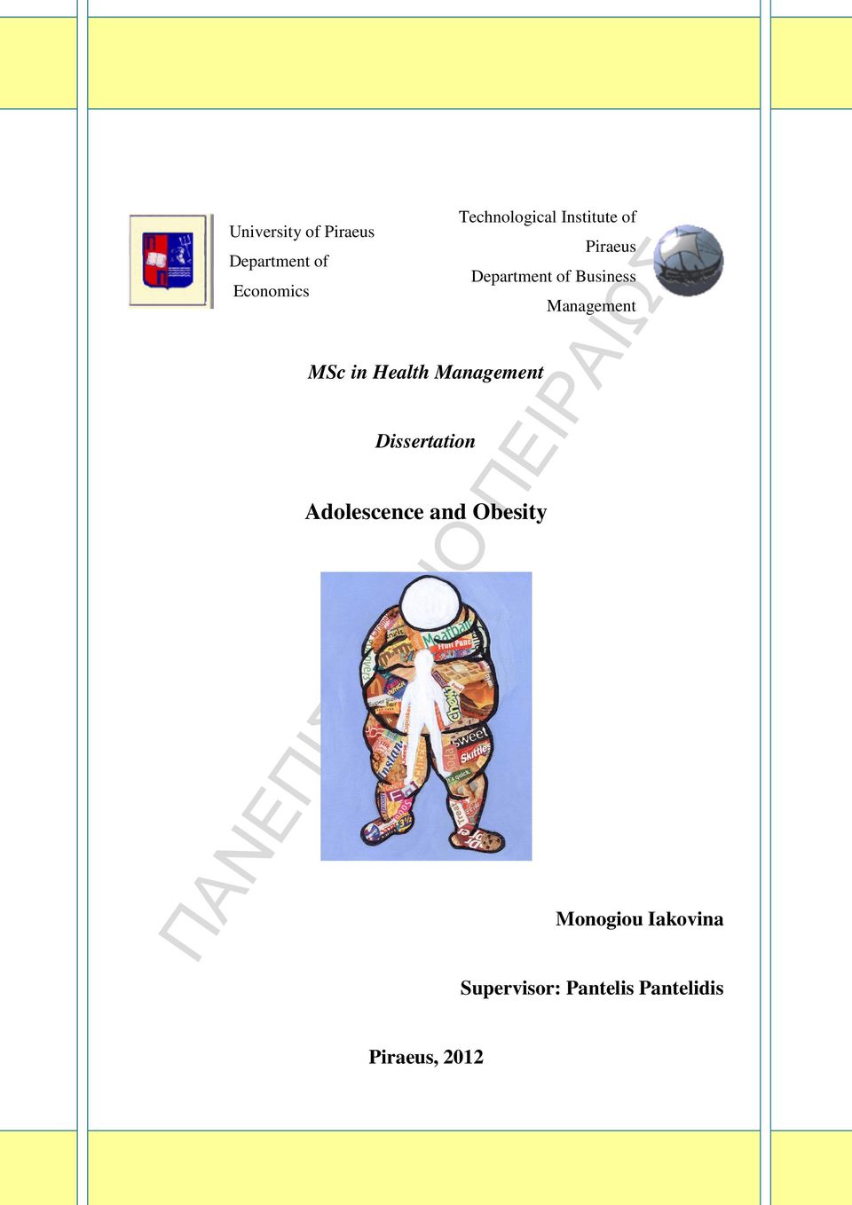 MSc in Health Management Dissertation Adolescence and