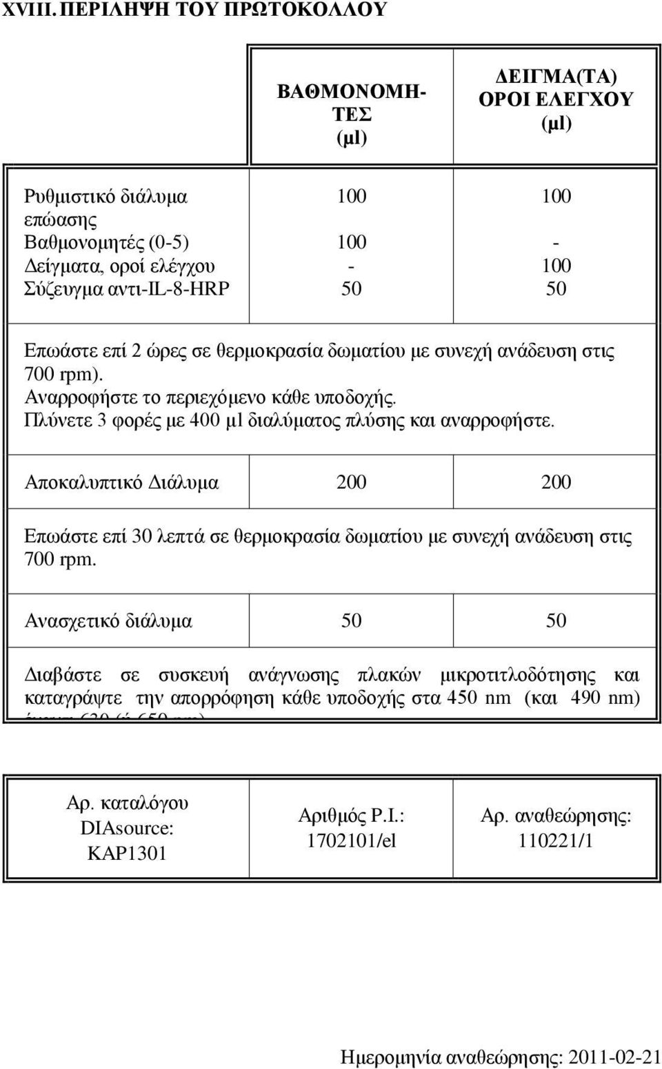 σε θερμοκρασία δωματίου με συνεχή ανάδευση στις 700 rpm). Αναρροφήστε το περιεχόμενο κάθε υποδοχής. Πλύνετε 3 φορές με 400 µl διαλύματος πλύσης και αναρροφήστε.