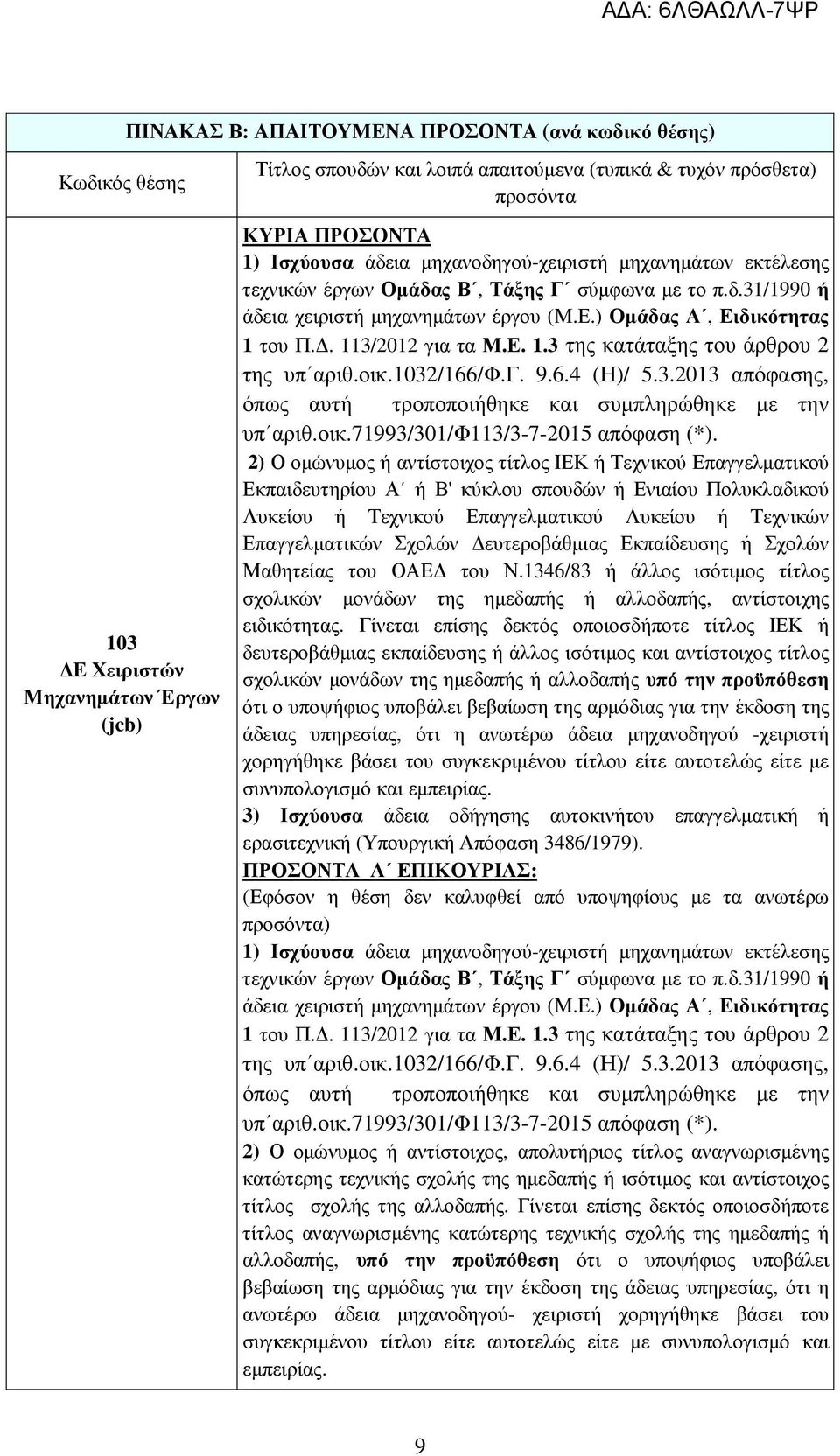 οικ.71993/301/φ113/3-7-2015 απόφαση (*).