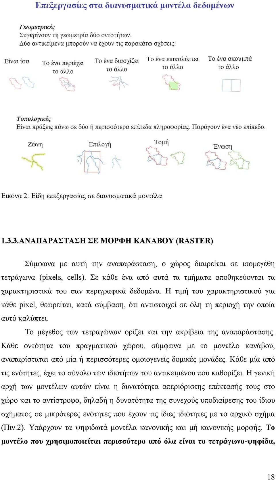 Η τιµή του χαρακτηριστικού για κάθε pixel, θεωρείται, κατά σύµβαση, ότι αντιστοιχεί σε όλη τη περιοχή την οποία αυτό καλύπτει. Το µέγεθος των τετραγώνων ορίζει και την ακρίβεια της αναπαράστασης.